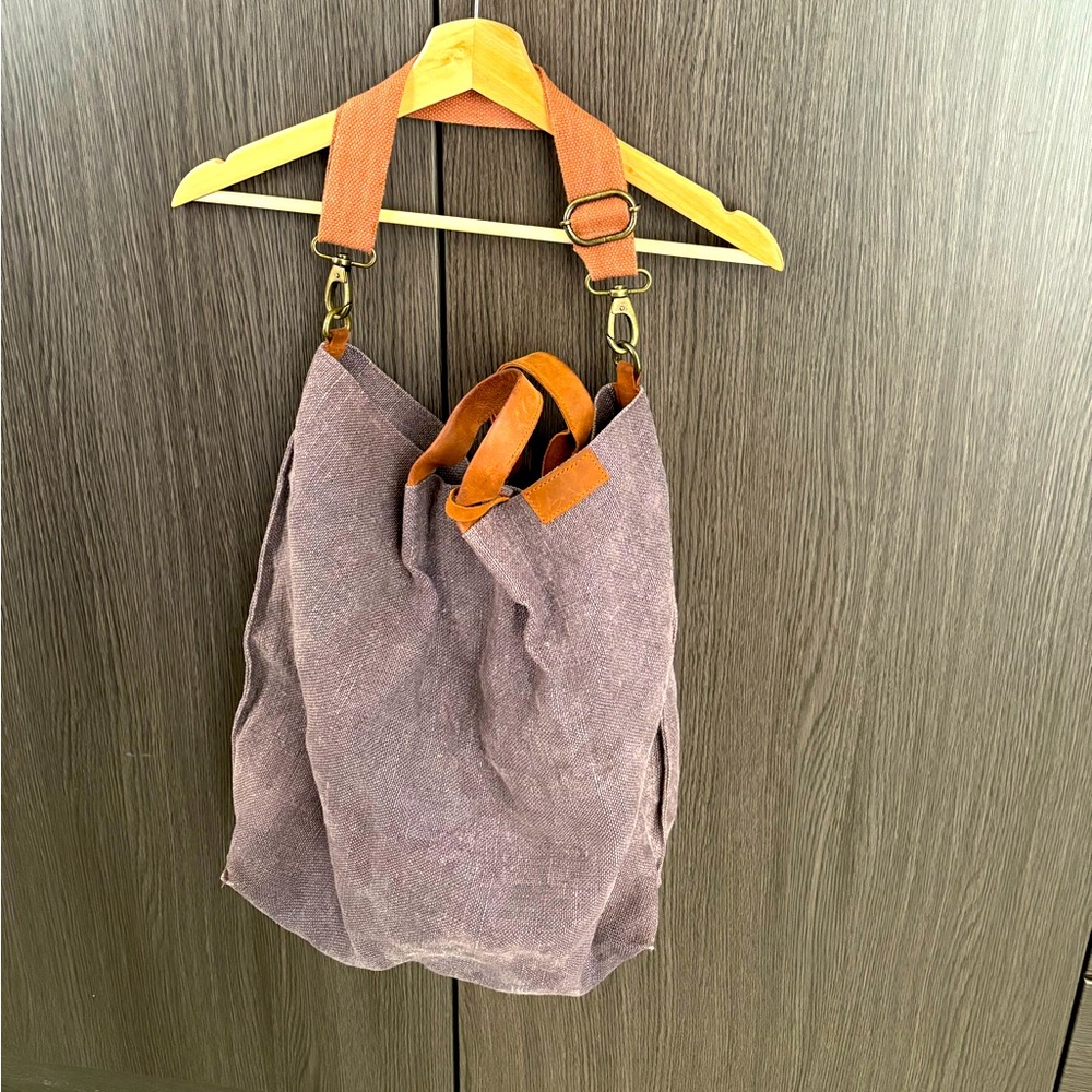 Ethnic linen shoulder bag